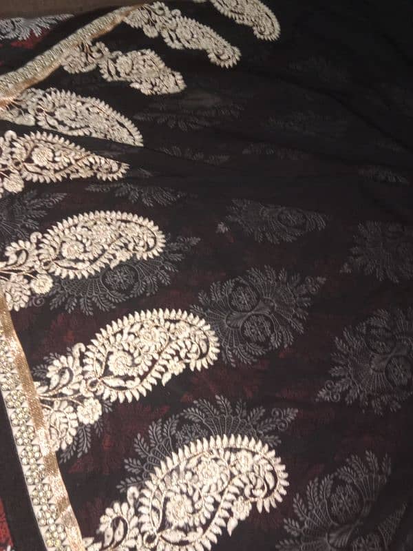 chiffon new black and moon light off white color pretty saree article 1