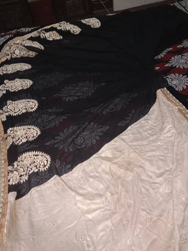 chiffon new black and moon light off white color pretty saree article 2