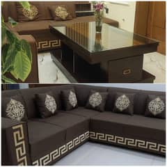 L Shape 6 Seater Sofa & Wooden Centre Table