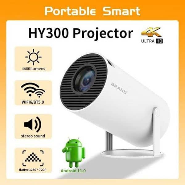 HY300 Android Projector:4K Decoding, Dual-Band WiFi, and Bluetooth 5.0 0