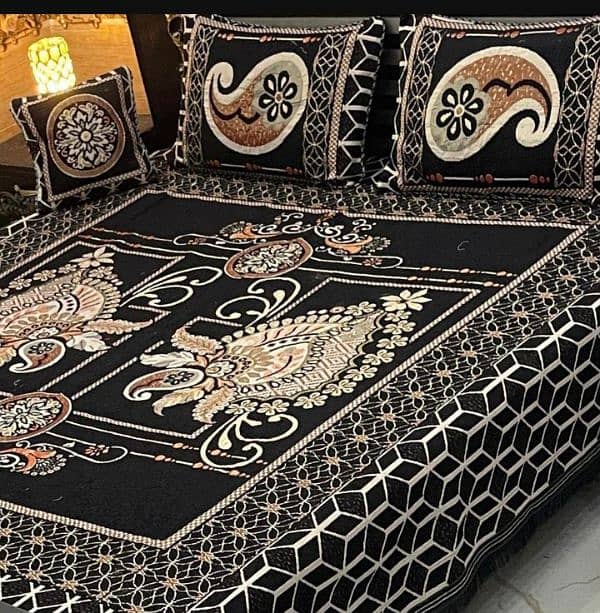 4 Pcs Velvet Jasquard Embroidered Dubble Bedsheet. . 8