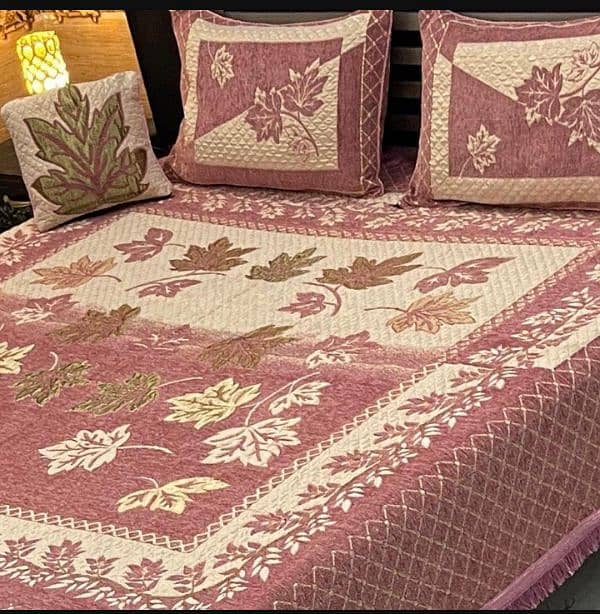 4 Pcs Velvet Jasquard Embroidered Dubble Bedsheet. . 10