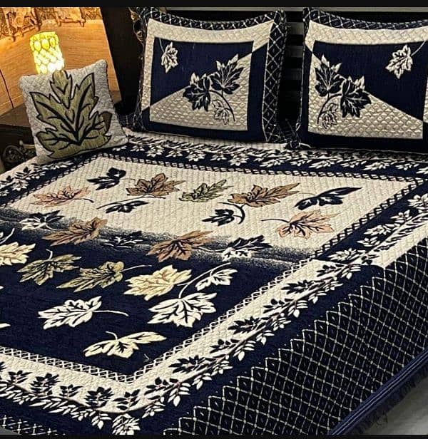 4 Pcs Velvet Jasquard Embroidered Dubble Bedsheet. . 11