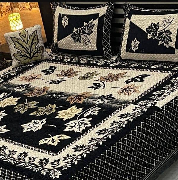 4 Pcs Velvet Jasquard Embroidered Dubble Bedsheet. . 12