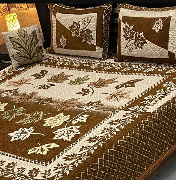 4 Pcs Velvet Jasquard Embroidered Dubble Bedsheet. . 13