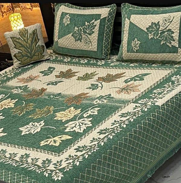 4 Pcs Velvet Jasquard Embroidered Dubble Bedsheet. . 14