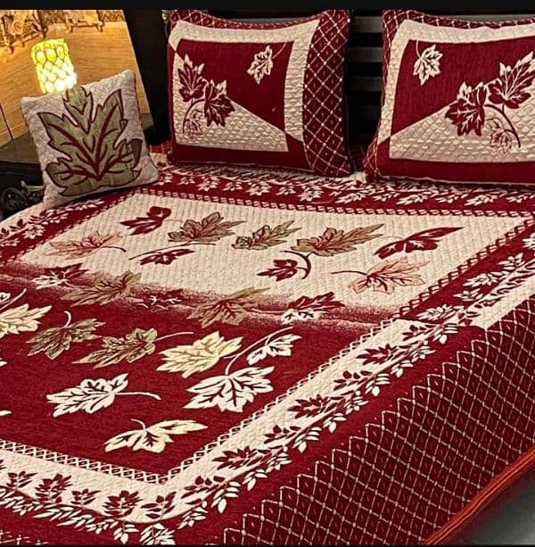 4 Pcs Velvet Jasquard Embroidered Dubble Bedsheet. . 17