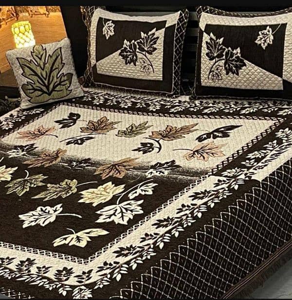 4 Pcs Velvet Jasquard Embroidered Dubble Bedsheet. . 18