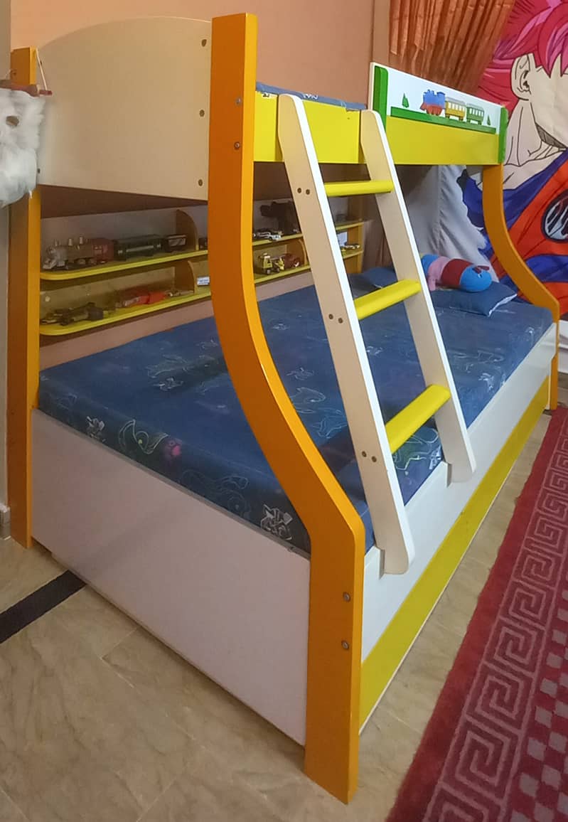 Bunk bed  FULL SIZE, QUEEN/KING size, orange and white, kids and teens 2