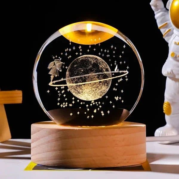 3d Galaxy Solar System Crystal Ball Night Light With Wooden Base 1