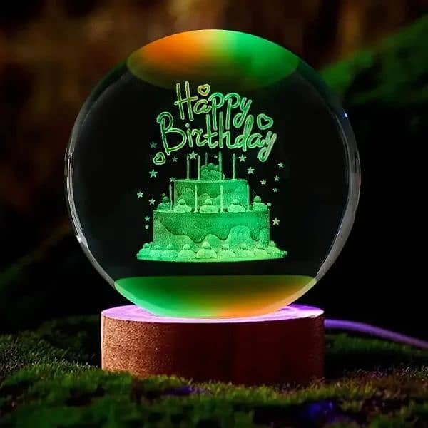 3d Galaxy Solar System Crystal Ball Night Light With Wooden Base 4