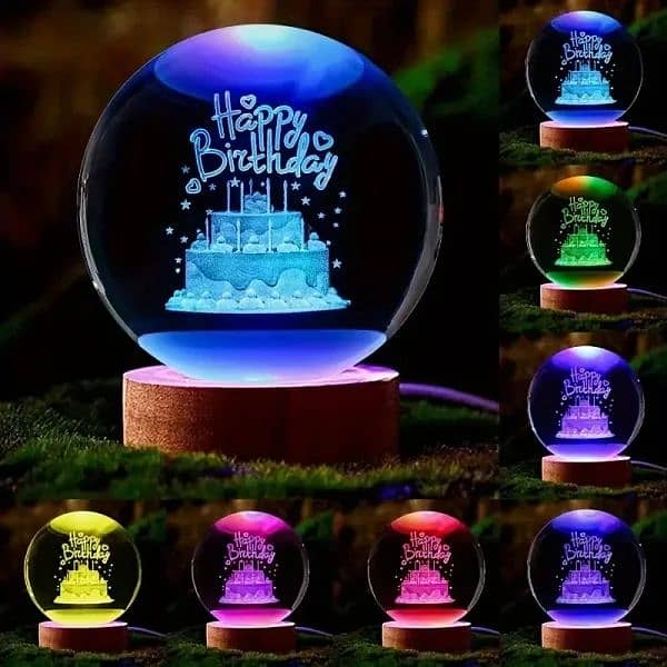 3d Galaxy Solar System Crystal Ball Night Light With Wooden Base 5