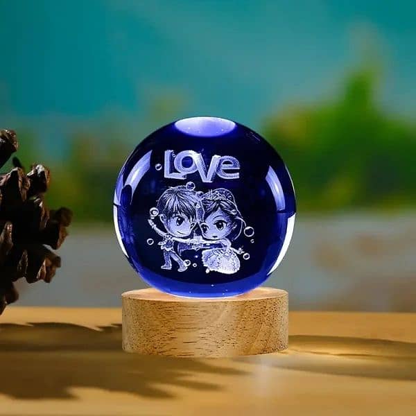 3d Galaxy Solar System Crystal Ball Night Light With Wooden Base 6