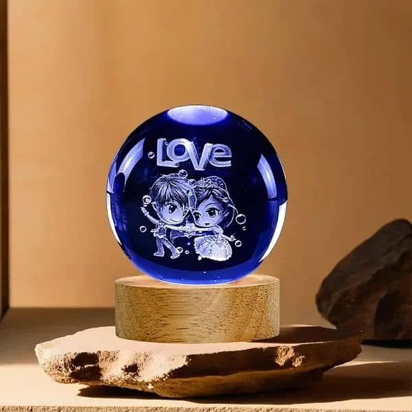 3d Galaxy Solar System Crystal Ball Night Light With Wooden Base 7