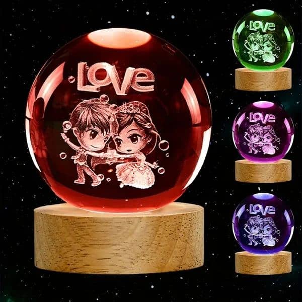 3d Galaxy Solar System Crystal Ball Night Light With Wooden Base 8