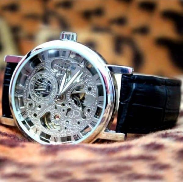 Skeleton Watch Stylish Watch Leather Strap 1