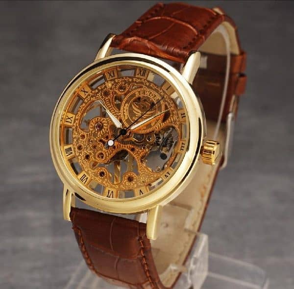 Skeleton Watch Stylish Watch Leather Strap 2