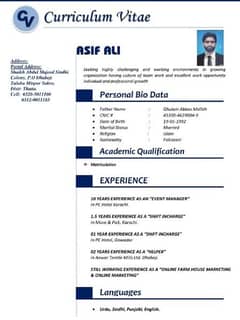 Need Job my Experience 15 Years Marketing