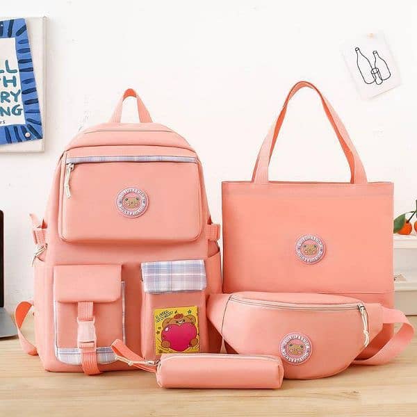 4 pcs Nylon Backpack Set 0