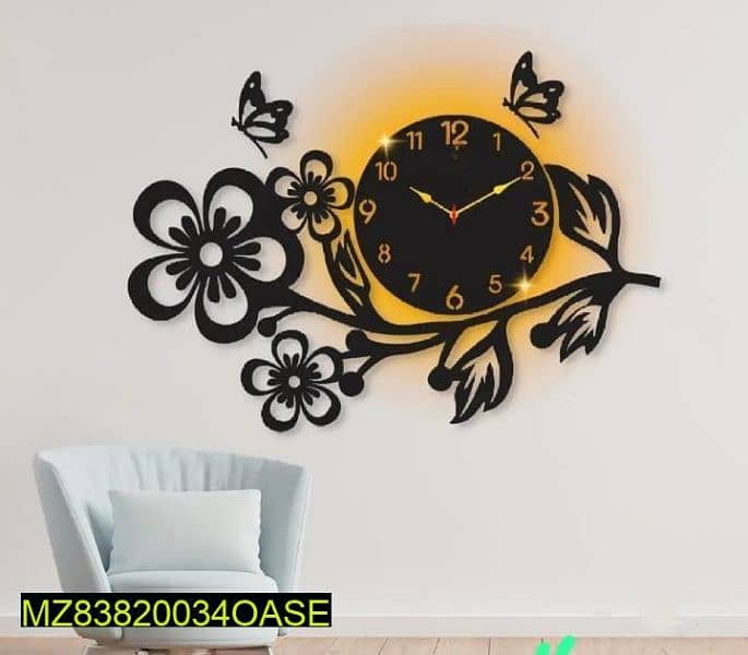 Flower Design wall Clock with light 0