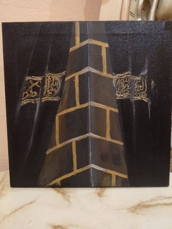 Beautiful view of Kiswah Kaaba painting acrylic 1