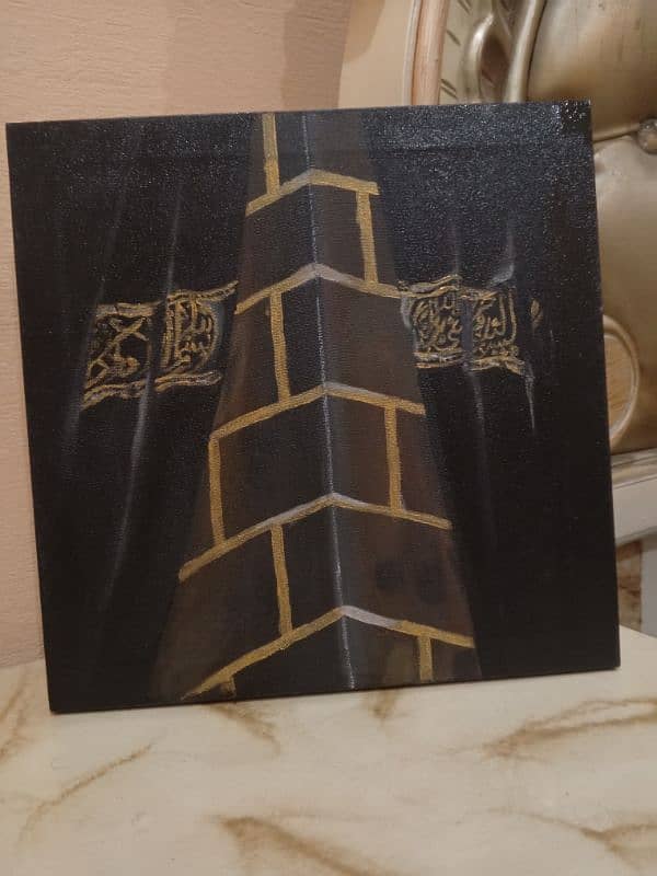 Beautiful view of Kiswah Kaaba painting acrylic 2