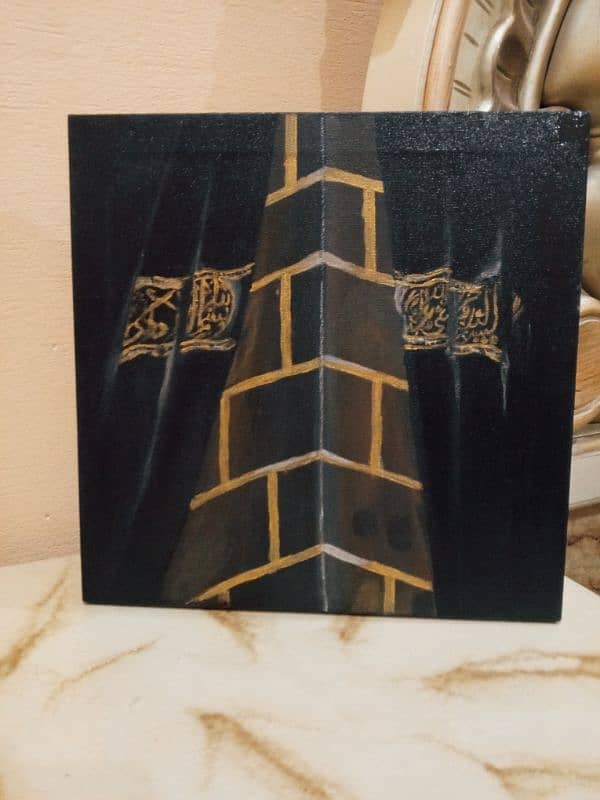 Beautiful view of Kiswah Kaaba painting acrylic 3