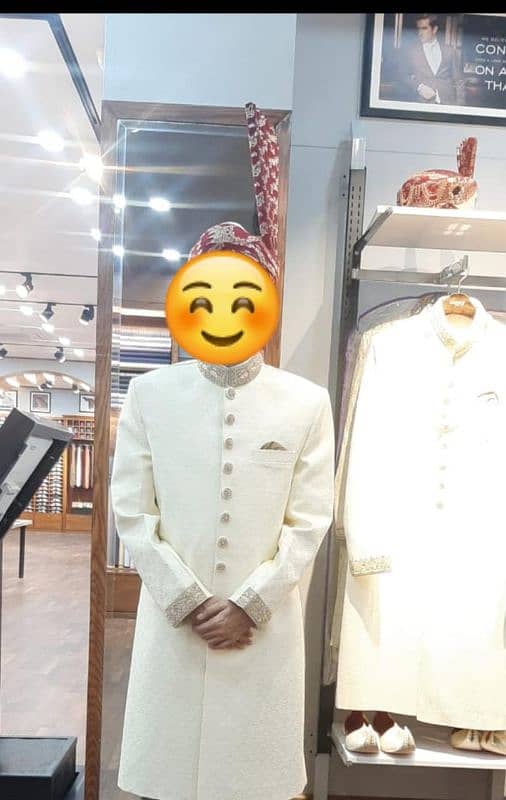 Dulha Sherwani with Khussa and Tuban(Kulla) 0