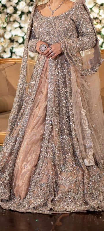 New dress light peach and silver colour royal style maxi 12