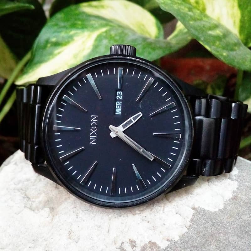 Nixon All Black Day Date Dress Watch 4