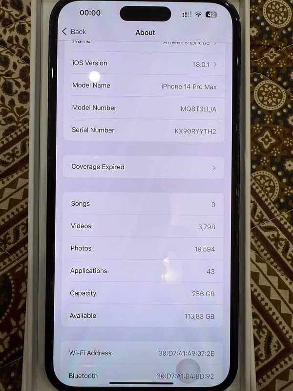 Iphone 14 Pro Max 256gb PTA 0