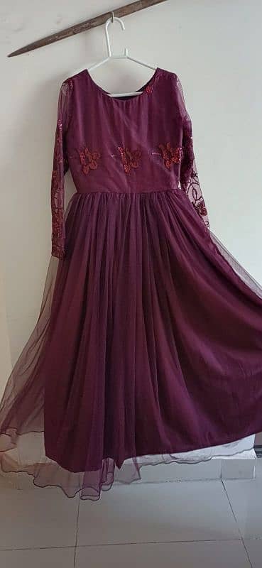 purple formal Maxi dress. net and silk. 1