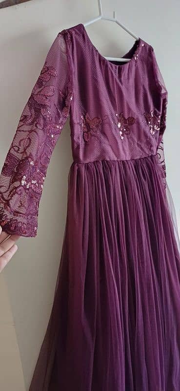 purple formal Maxi dress. net and silk. 5