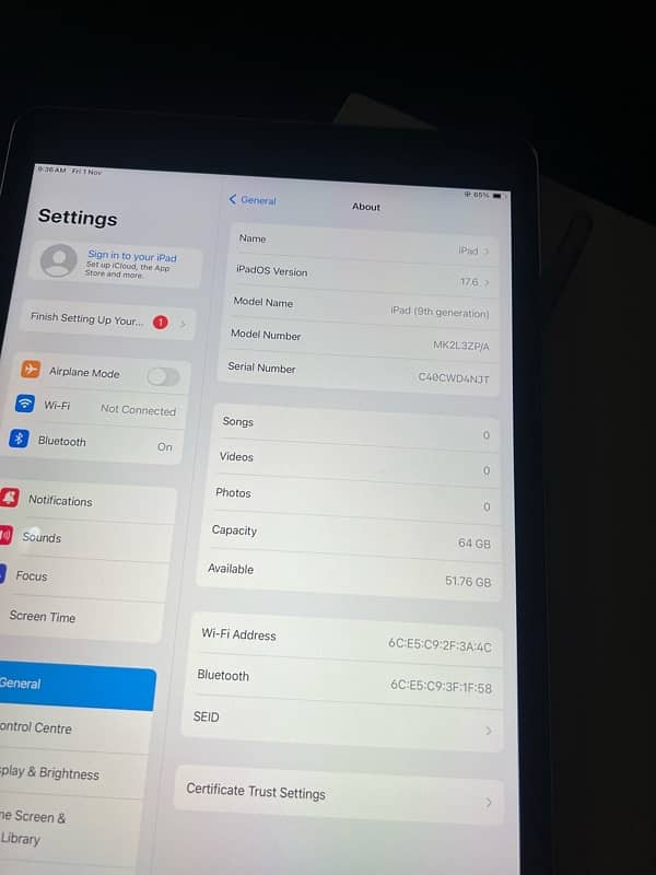 IPAD 9TH GANERATION 64GB WITH COMPLETE BOX AND 20W ORIGNAL CHARGER 8