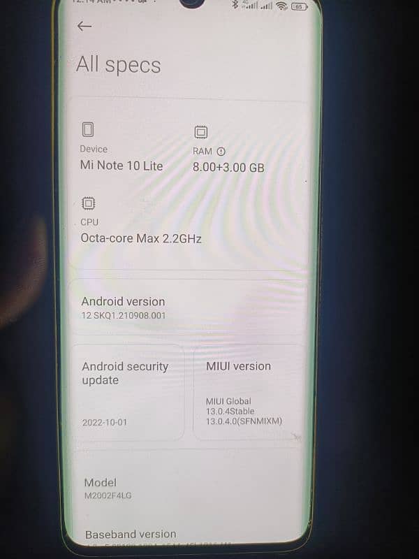 Xiaomi mi note 10 lite 8,128 5