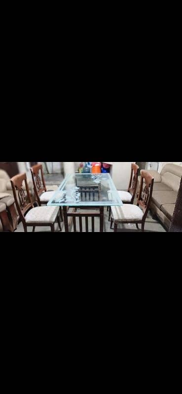 dining table with 6 chairs 12mm glass achy wali lkri 0