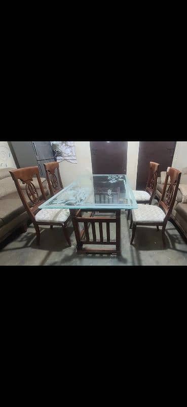 dining table with 6 chairs 12mm glass achy wali lkri 1