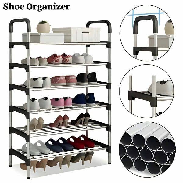 6 Layer Pure Stainless Steel Pipes Shoe Organizer 0