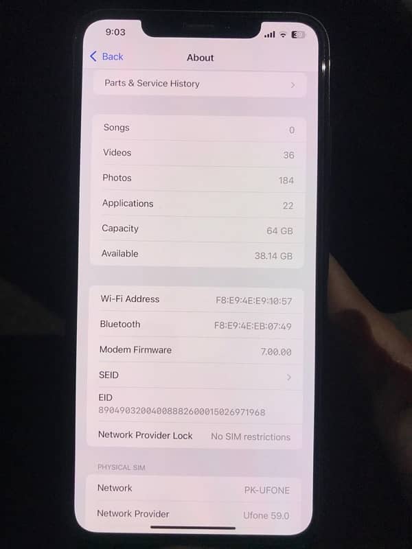 IPHONE XSMAX 64GB NON PTA FU BH 78% 8