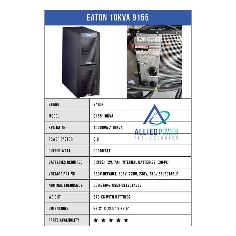 Online UPS 10kva, 15kva, 20kva 3phase and single phase Eaton 1