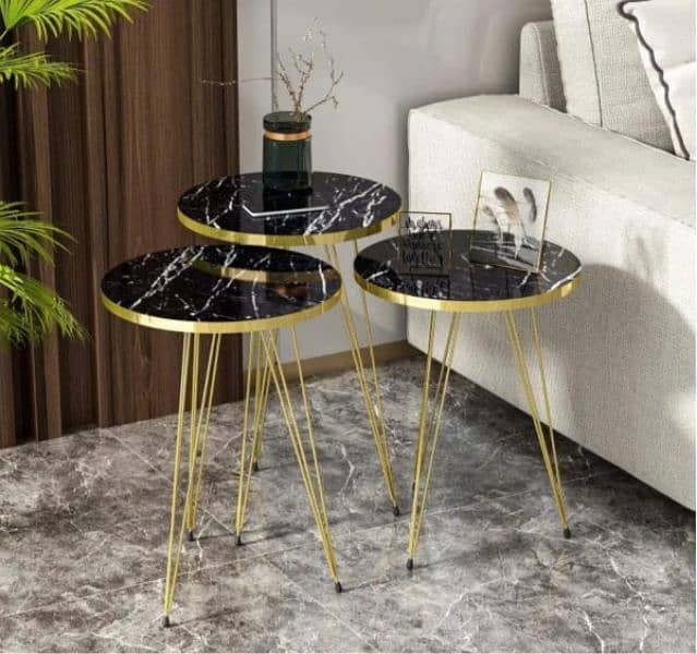 Home Essential Set Of 3 Coffee Table Golden [black and white] 0