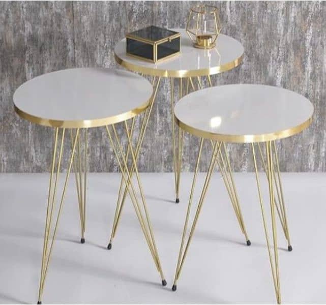 Home Essential Set Of 3 Coffee Table Golden [black and white] 1