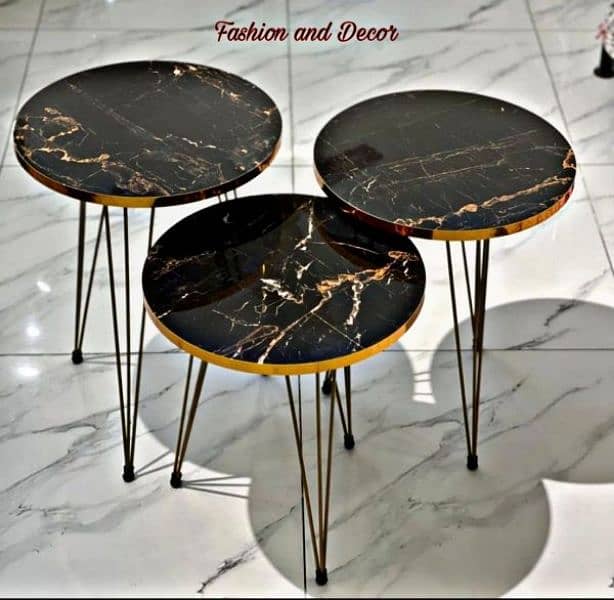 Home Essential Set Of 3 Coffee Table Golden [black and white] 2