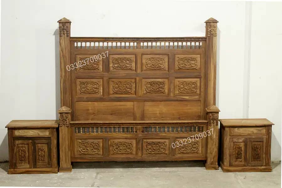 Solid Sheesham(Taali) Wooden Double Bed DressingSet Chinioti 2