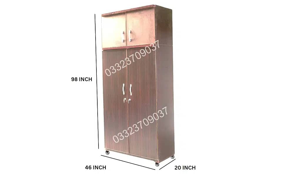 8x4 Feet 20" Wooden Two door cupboard - Brown Wardrobe cabinet safe 0