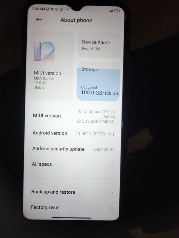 Redmi 10A 4GB  128  10.9 condition 5 month used complete box 4