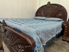 pure wood bed with mattress