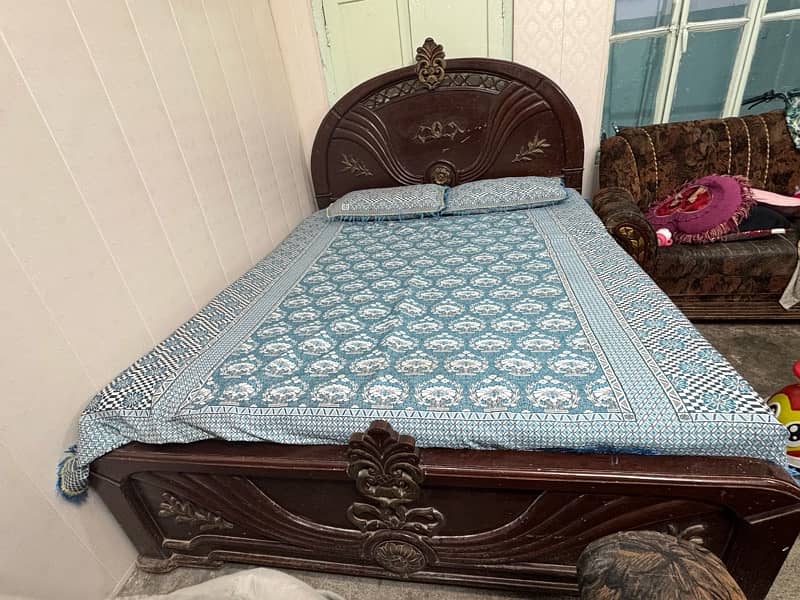 pure wood bed with mattress 1