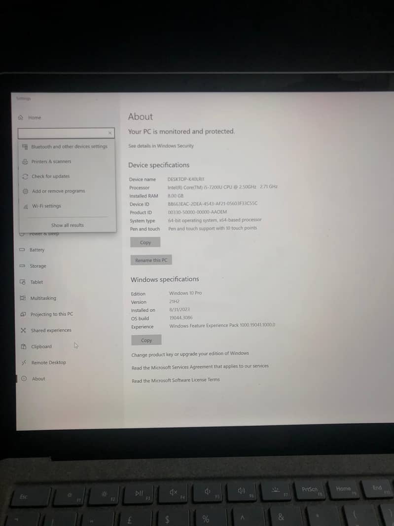 HP Microsoft Surface Laptop Platinum i5 7th Generation 8GB Ram / 500GB 6