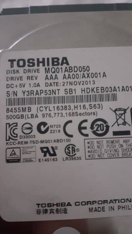 Toshiba 500gb HDD 2